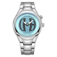 Round Silver Blue